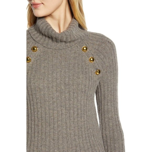 Halogen Sweater Brown Button Raglan Sleeves - Picture 3 of 7